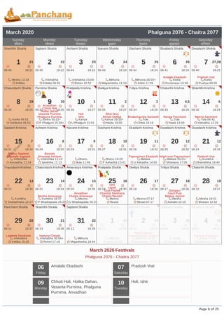 Hindu calander 2020 PDF