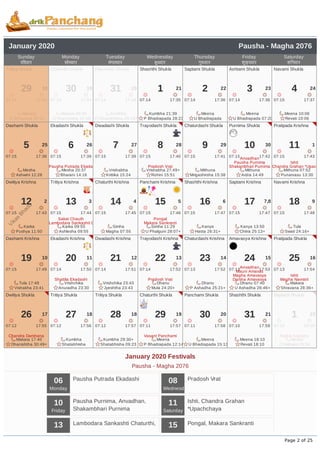 Hindu calander 2020 | PDF