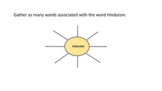 Gather as many words associated with the word Hinduism.
HINDUISM
 