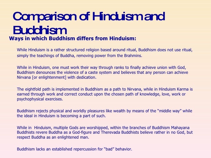 Hinduism And Buddhism Comparison Chart