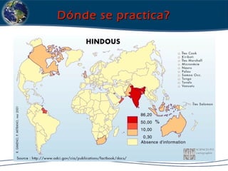 Dónde se practica?Dónde se practica?
• Incluír imagen en mapamundi (colorear zonas)
 