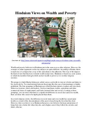 Wealth and poverty in context to hinduism essay image