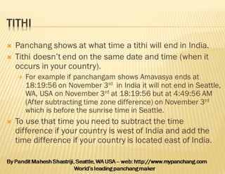 Scientific Hindu Panchangam & Calendar and different dates in festivals ...