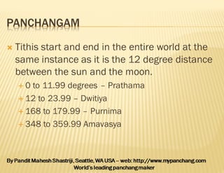 Scientific Hindu Panchangam & Calendar and different dates in festivals ...