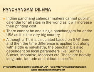 Scientific Hindu Panchangam & Calendar and different dates in festivals ...