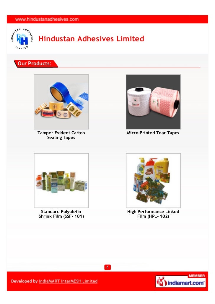 Hindustan Adhesives Limited, New Delhi, Packaging Industry