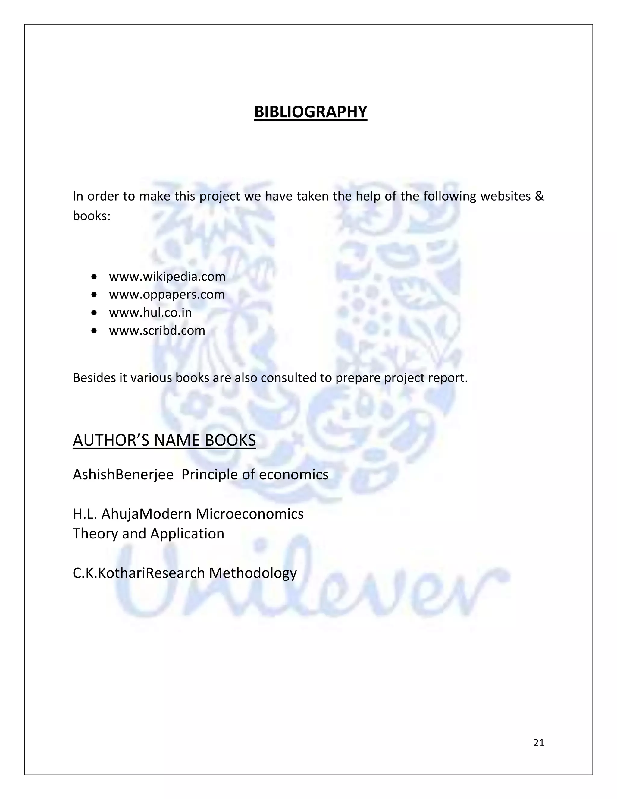 HIndustan Unilever Project(Final)