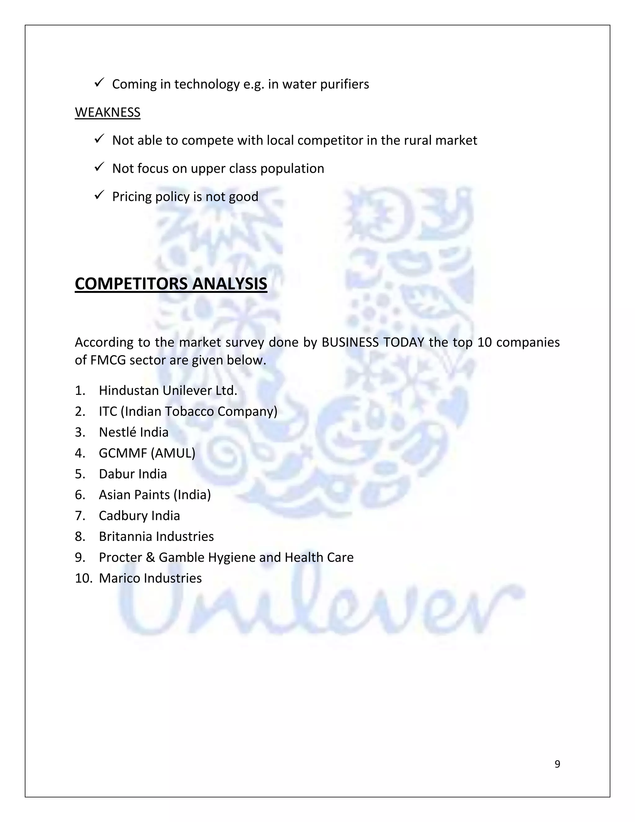 Competitor analysis