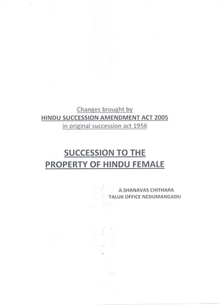Hindu succession act propety division of a hindu female