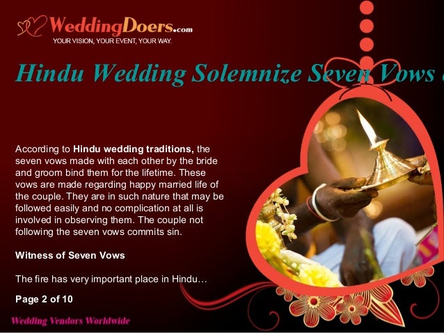 Hindu Wedding Solemnize Seven Vows Of Marriage