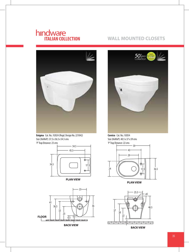 Hindware sanitaryware water closets (wc) catalogue PDF
