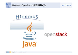Hinemos+OpenStackへの取り組み(2) 
openstack 
Copyright © 2014 NTT DATA INTELLILINK Corporation 9 
 