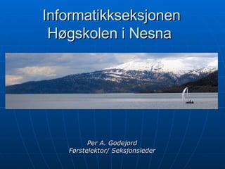 Informatikkseksjonen Høgskolen i Nesna  Per A. Godejord Førstelektor/ Seksjonsleder 