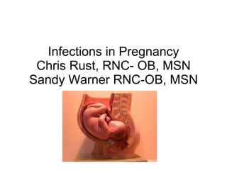 Infections in Pregnancy Chris Rust, RNC- OB, MSN Sandy Warner RNC-OB, MSN 