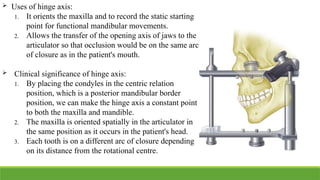 hinge axis and facebow in prosthodontics | PPTX