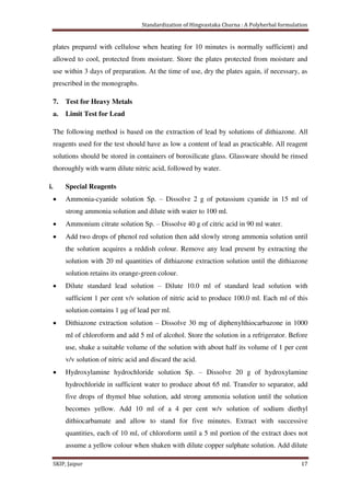 Standardization of Hingvastaka churna- A polyherbal formulation | PDF