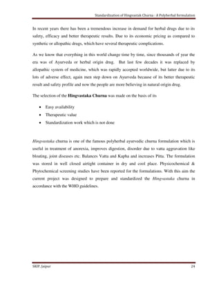 Standardization of Hingvastaka churna- A polyherbal formulation | PDF