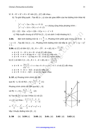 Chương3. Phương pháp toạ độ phẳng
www.saosangsong.com,vn
33
Vì R – R’ < II’ < R + R’ nên (C) , (C’) cắt nhau .
b) Ta giải ...