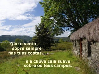 Que o vento  sopre sempre  nas tuas costas…  e a chuva caia suave sobre os teus campos. 