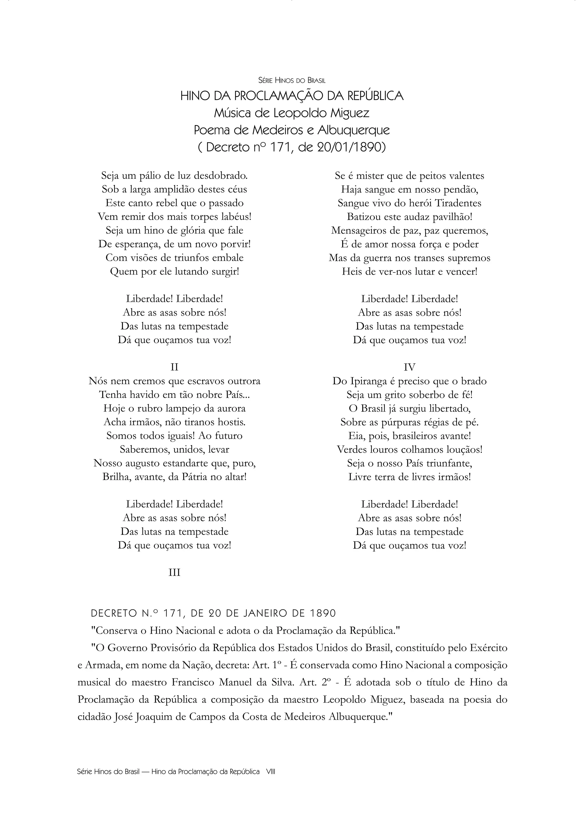 Hino da Proclamação da Republica do Brasil | PDF
