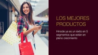 Hinode ya es un éxito en 5
segmentos que están en
pleno crecimiento
LOS MEJORES
PRODUCTOS
 