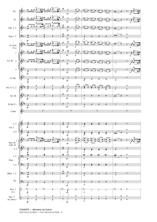 FUNARTE — Ministério da Cultura
Série Hinos do Brasil — Hino Nacional do Brasil 2
Pic.
Fl.
Obs. 1, 2
Fgts.1, 2
Cl. (E )
( Req.)
1
2
3
Cl. Bx.
Sxa. E 1, 2
Sxt. B
Sx.bar E
Canto
1, 2
3, 4
1
2, 3
1, 2
3, 4
Bdns. 1, 2
Tb.
Perc. 1
(Cx.)
Perc. 2
(Pts./Bmbo.)
Cls. B
Tpas. F
Tpts. B
Fglhs. B
Tbns.
5
5
5
5
5
5
5
5
5
5
5
5
5
5
5
5
5
5
5
5
5
5
5
a 2
Hino Nacional do Brasil.qxd:Funarte Hino Nacional 1/7/09 7:24 PM Page 2
 