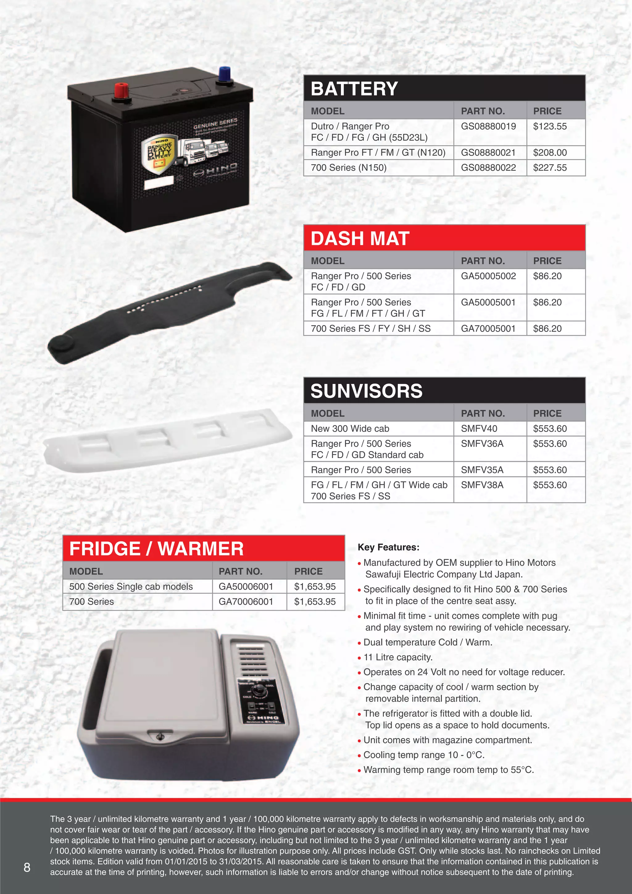 Hino Truck & Bus Parts Catalogue Q1 2015 PDF