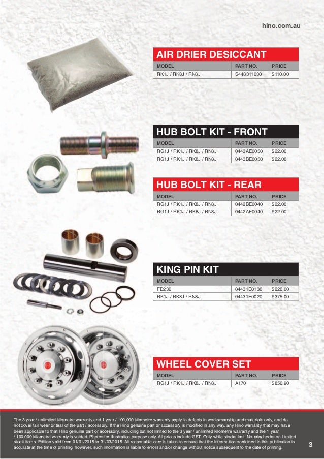 Hino Truck & Bus Parts Catalogue Q1 2015