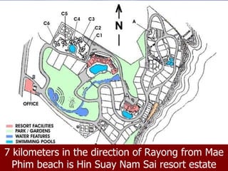 7 kilometers in the direction of Rayong from Mae Phim beach is Hin Suay Nam Sai resort estate 