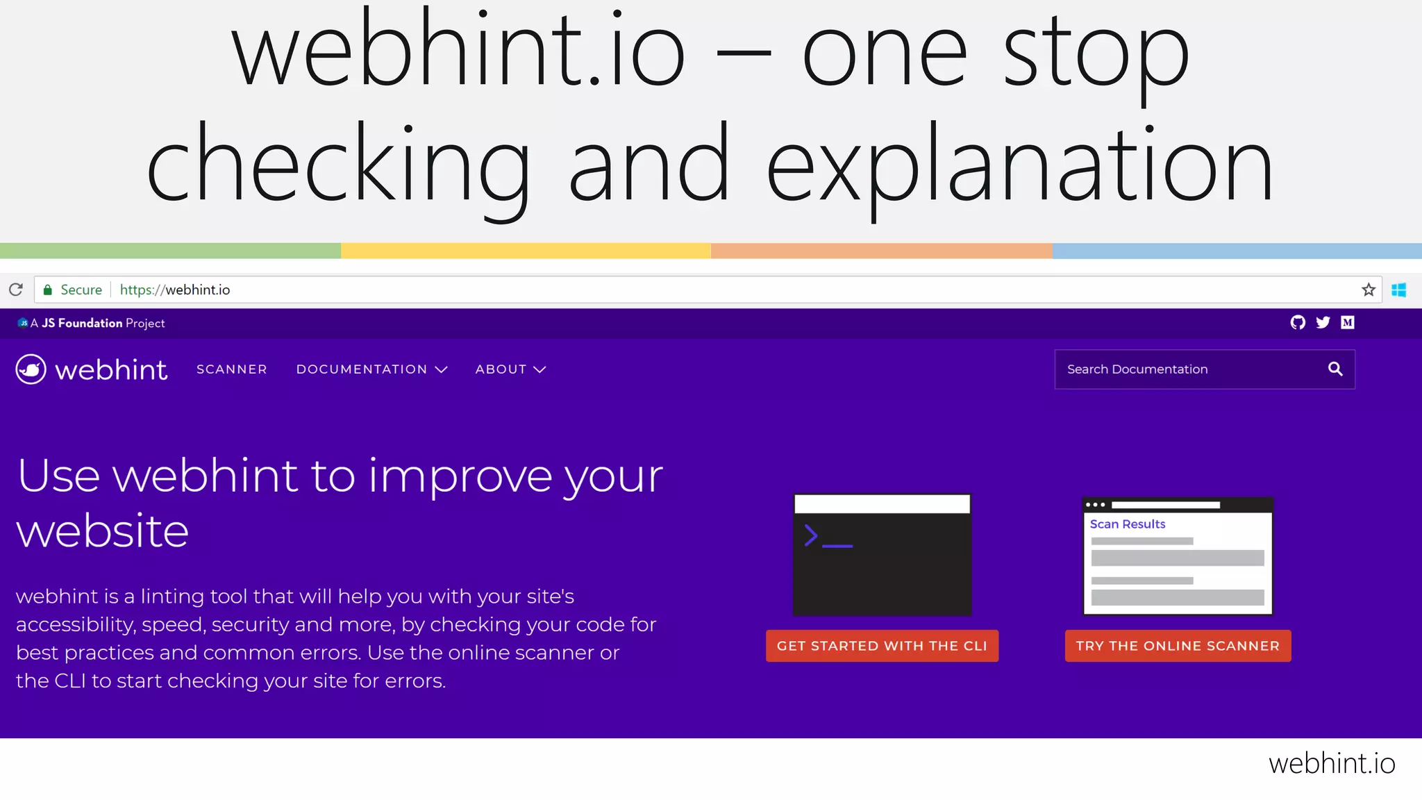 webhint.io – one stop
checking and explanation
webhint.io
 