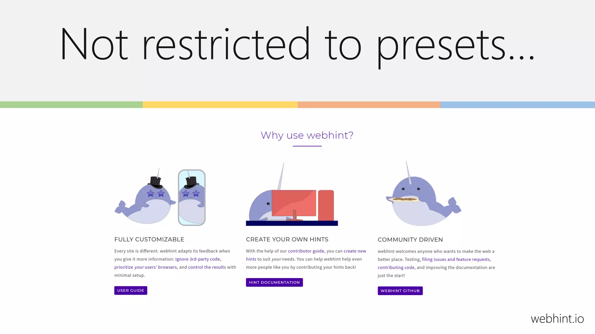 Not restricted to presets…
webhint.io
Add new screenshot
 