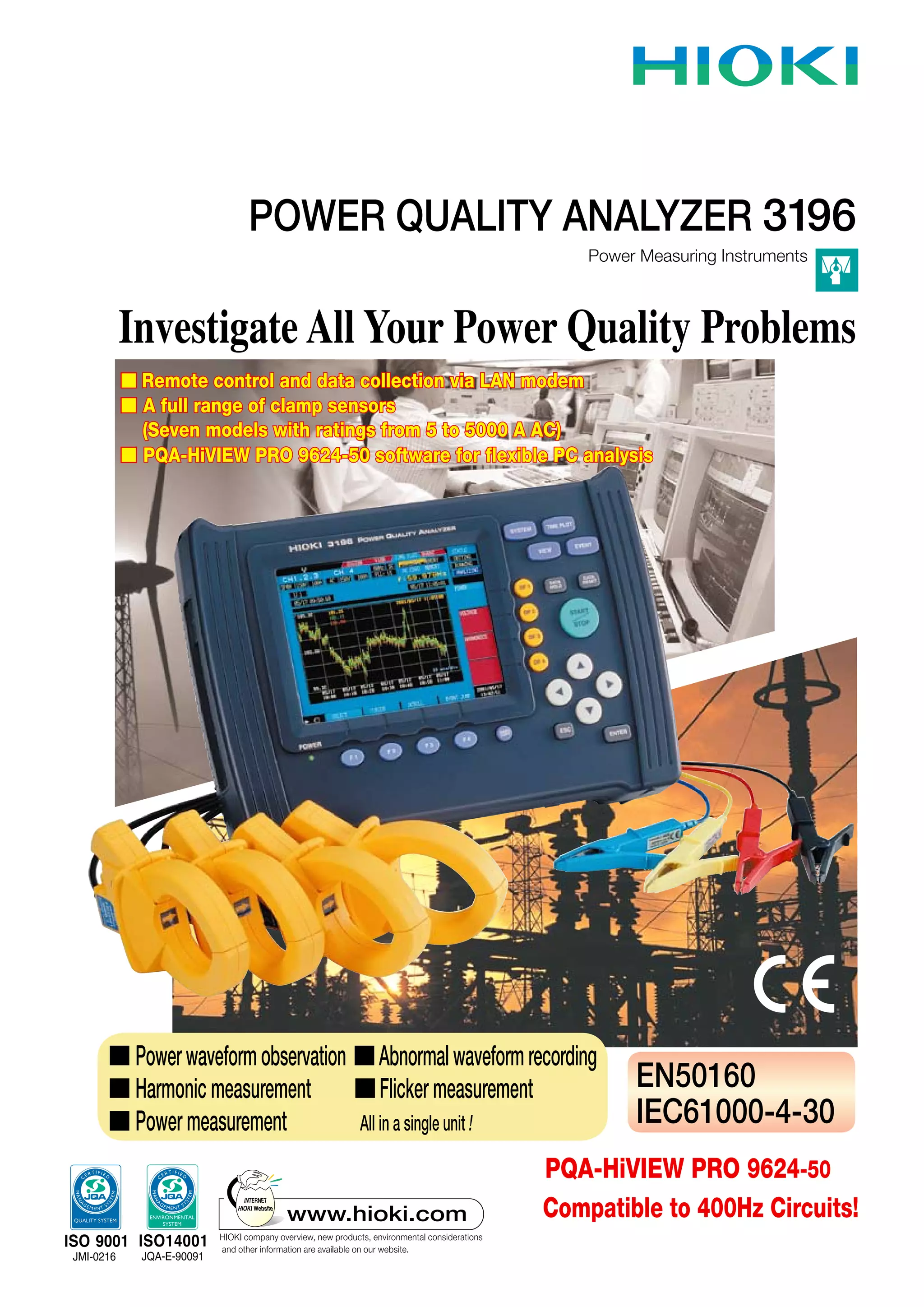 Hioki 3196 power_quality_analyzer_datasheet PDF