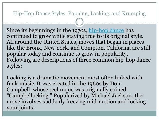 Hip Hop Dance Styles Popping Locking And Krumping