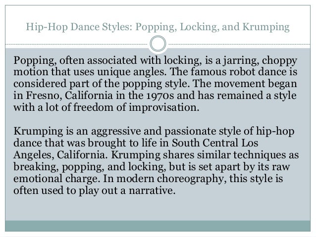 Hip Hop Dance Styles Popping Locking And Krumping
