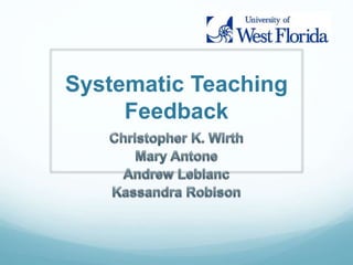 Systematic Teaching
Feedback
 