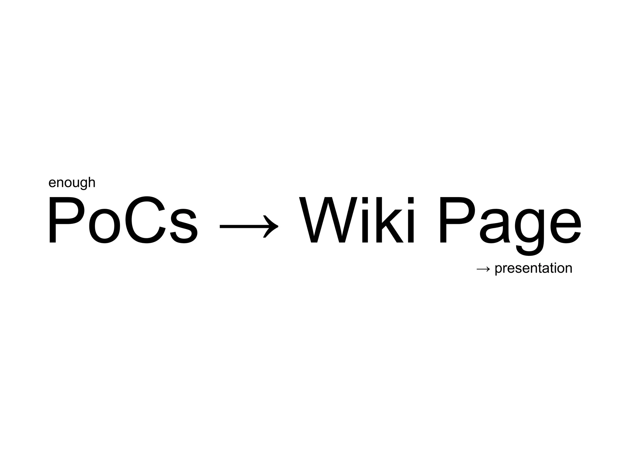 enough


PoCs → Wiki Page
            → presentation
 