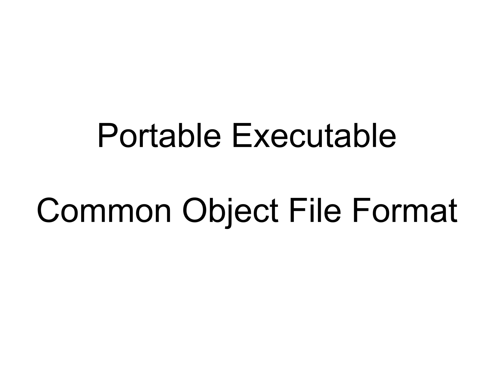 Portable Executable

Common Object File Format
 
