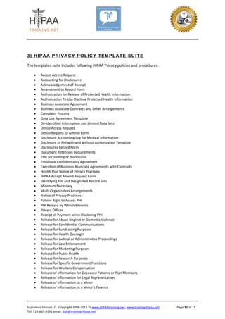 HIPAA Compliance Template Suites | PDF