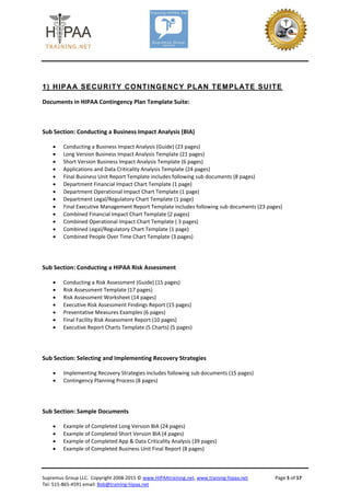 HIPAA Compliance Template Suites | PDF