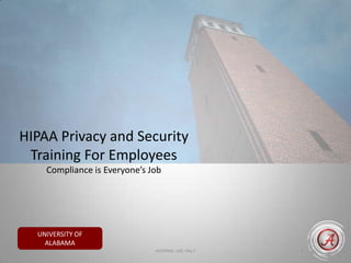 HIPAA Privacy and Security Training For EmployeesCompliance is Everyone’s Job 1 INTERNAL USE ONLY 