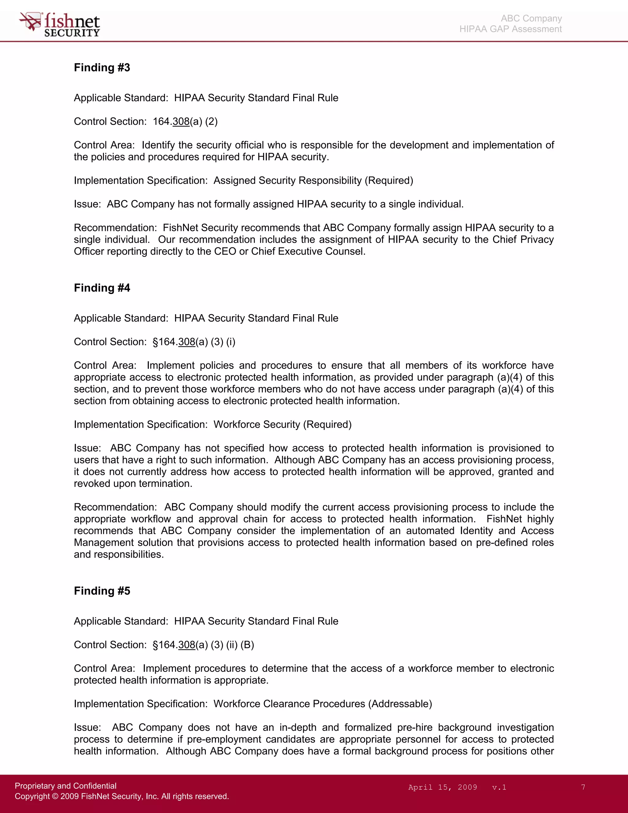 Hipaa Gap Assessment.Sanitized Report