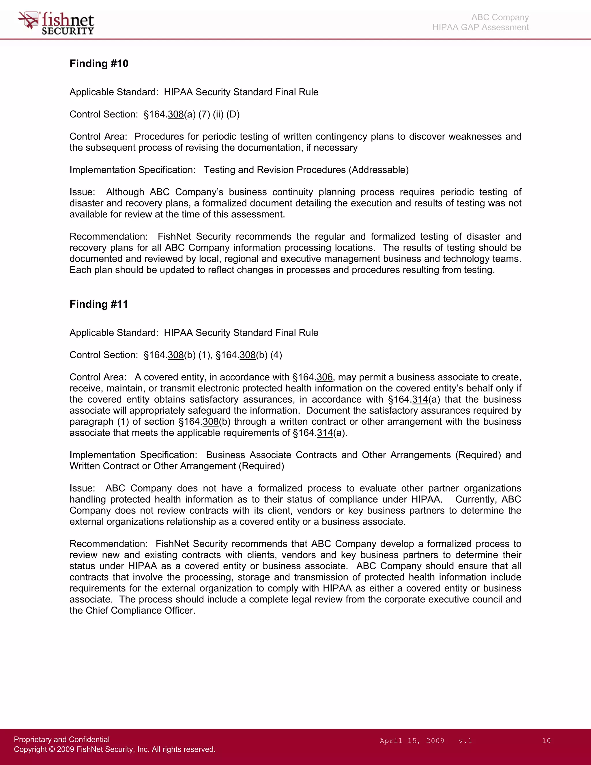 Hipaa Gap Assessment.Sanitized Report