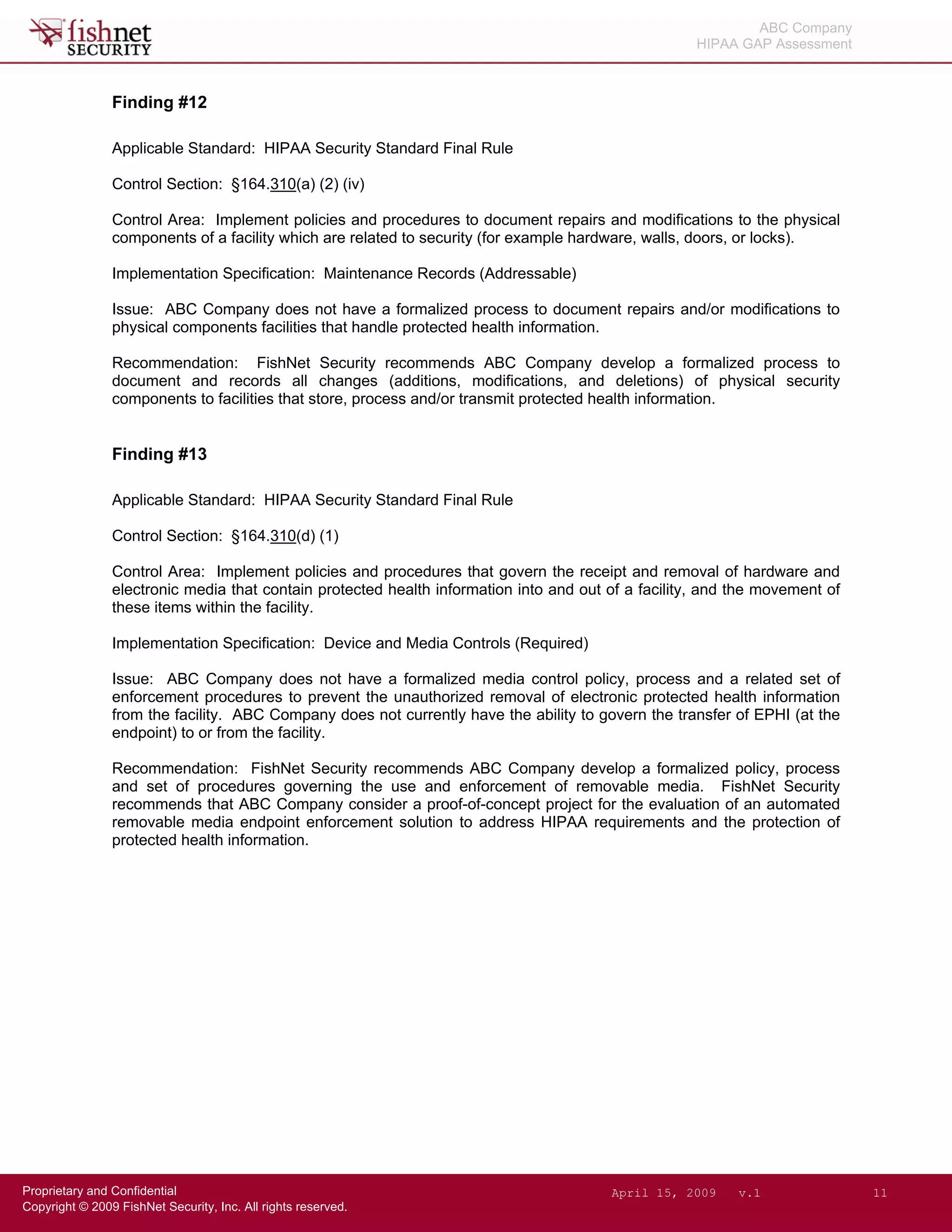 Hipaa Gap Assessment.Sanitized Report