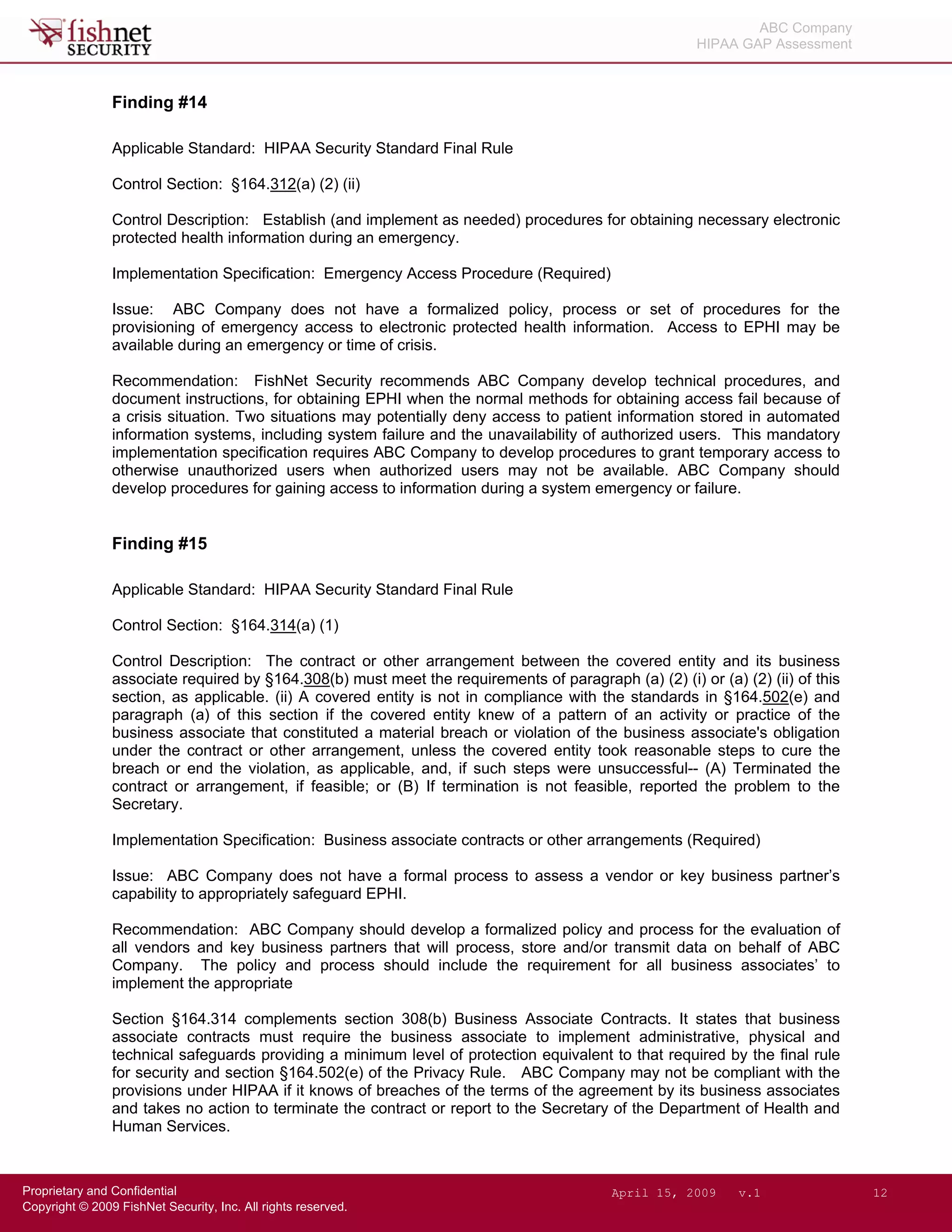 Hipaa Gap Assessment.Sanitized Report