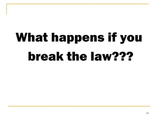 14
What happens if you
break the law???
 