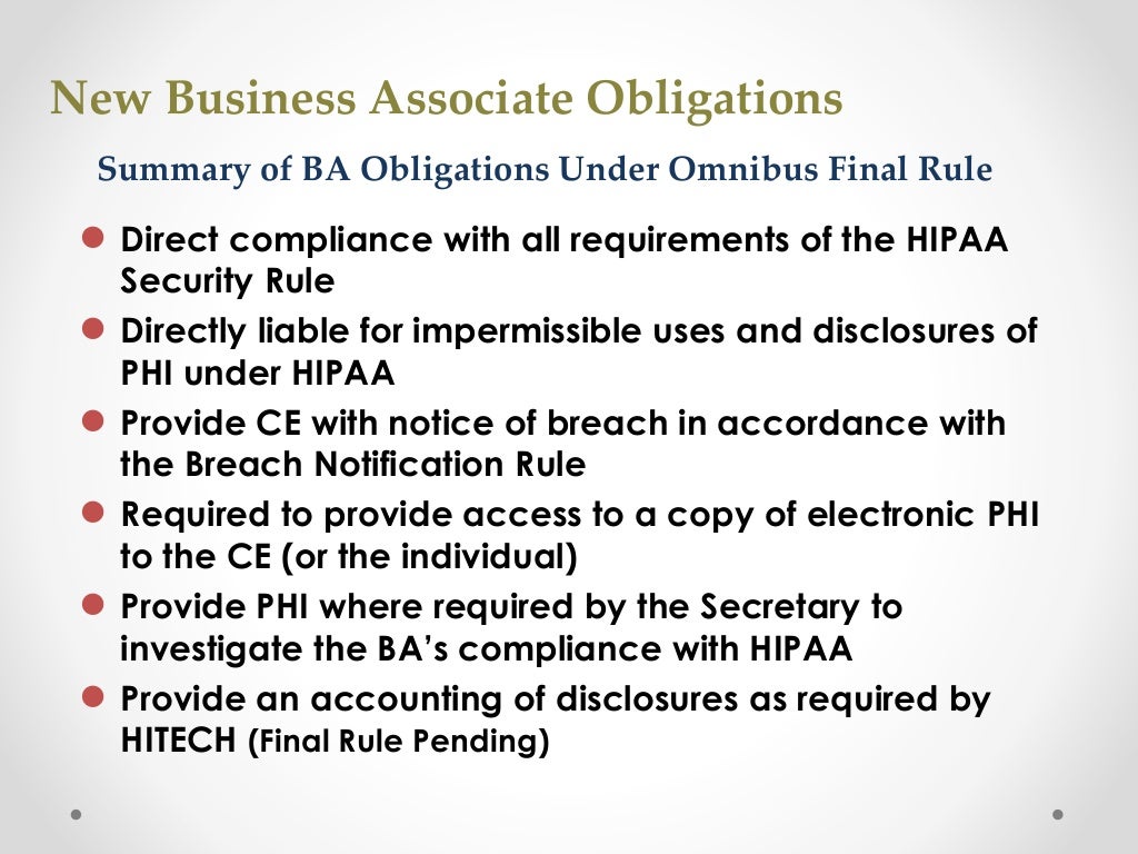 HIPAA Omnibus Rule Critical Changes for Business Associates