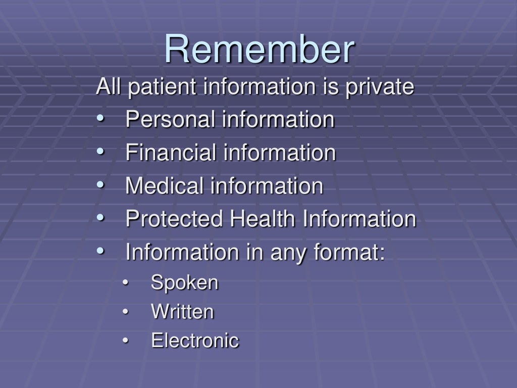 HIPAA Summary for Training