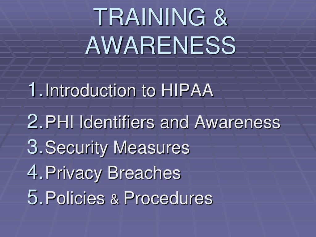HIPAA Summary for Training
