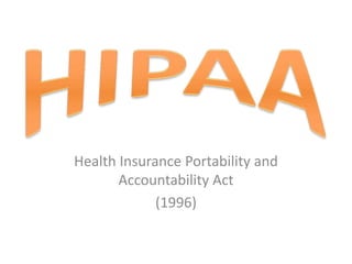 Health Insurance Portability and
       Accountability Act
             (1996)
 