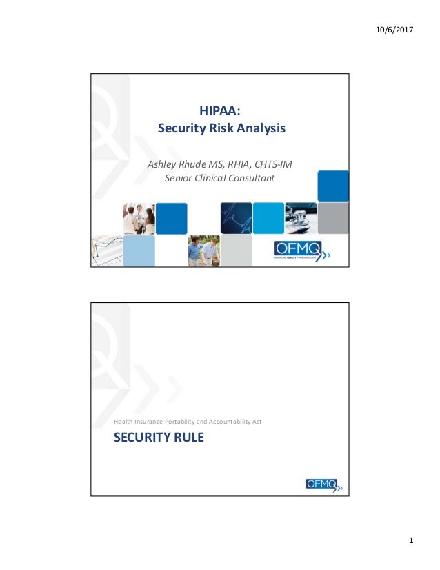 HIPAA: security risk analysis